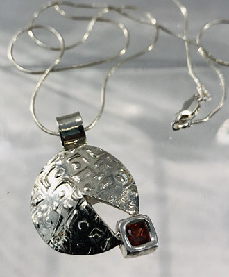 PMC fine silver pendant cubic zirconium
