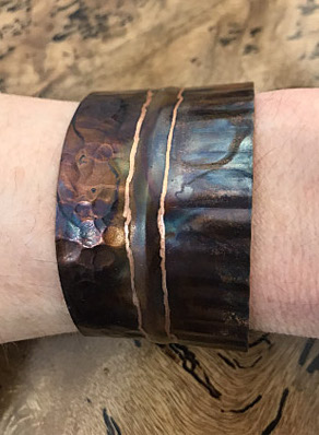 fire-painted copper bracelet