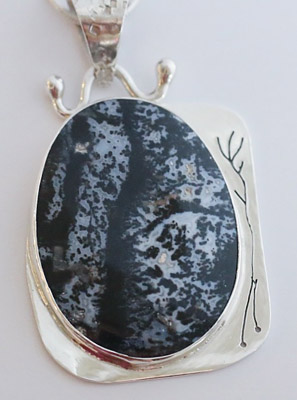 fine silver pendant semi-precious stone